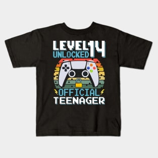 Level 14 Unlocked Official Teenager 14th Birthday Gamer Kids T-Shirt